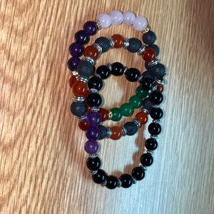 3 hand beaded bracelets. Made by me.